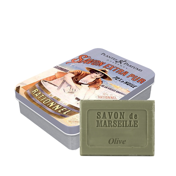 Seifendose "Savon Extra Pur" mit Oliven-Seife