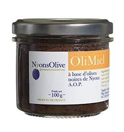 OLIMIEL, schwarze Oliven-Tapenade mit Honig, 100 g